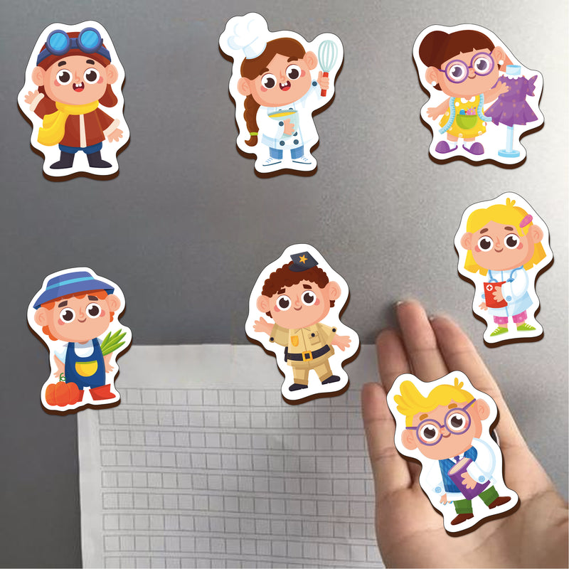 Mini Leaves Professions Outfit Wooden Fridge Magnets Magnetic Cut Outs Set of 10
