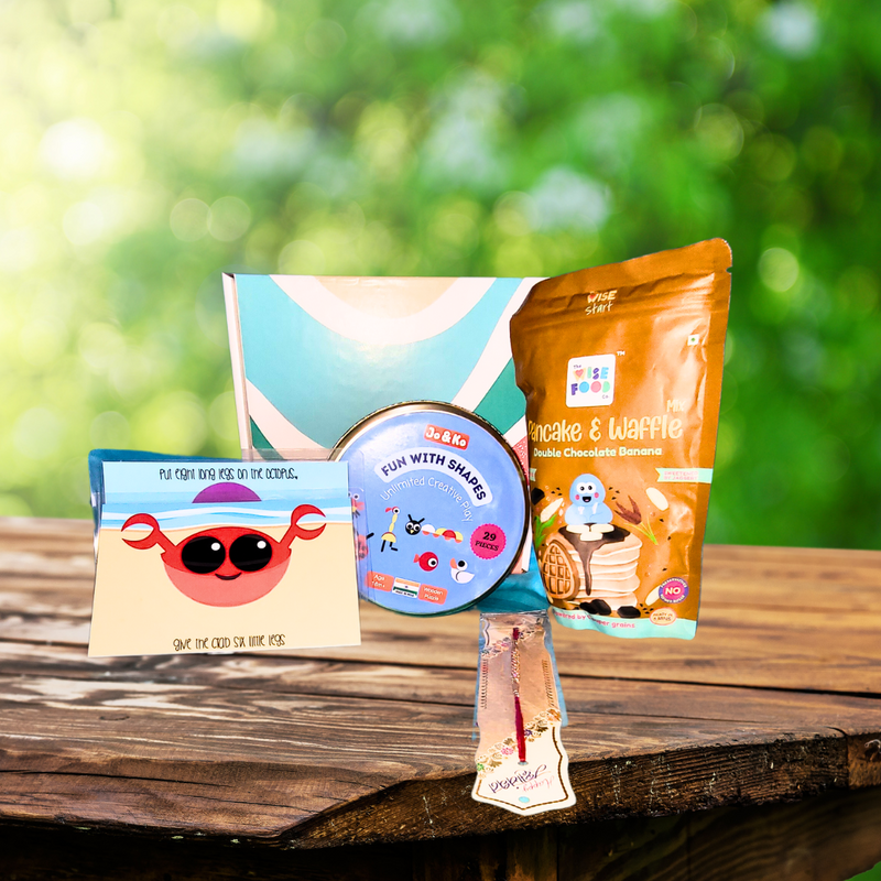 Rakhi Gift Hamper for Kids - Healthy Eating, Healthy Play - Toy & Pancake Mix