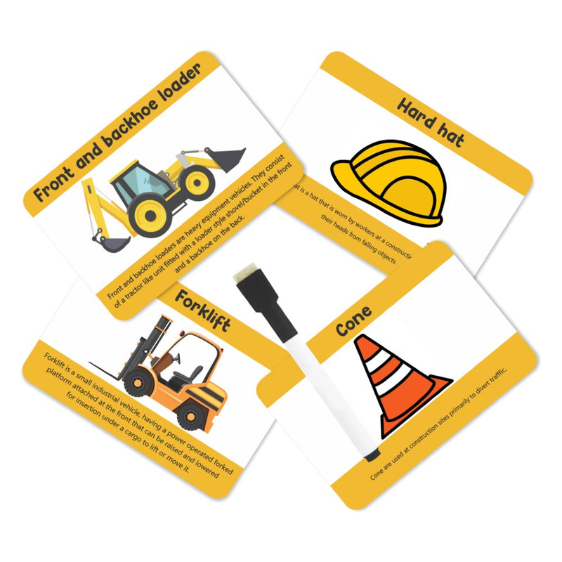 Construction Tools and Vehicles Flash Cards- Pack of 20