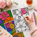 Zentangle Patterned Serenity - Poster Coloring Kit | 5 High-Quality Art Sheets, Coloring Pens | Perfect for Gifting, Return Gift, Play Dates, Art Date