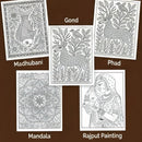 Indian Art Forms & Sacred Neon Mandala Poster Coloring Kit | 10 High-Quality Art Sheets, Coloring pens | Perfect for Gifting Adults, Kids, Teens