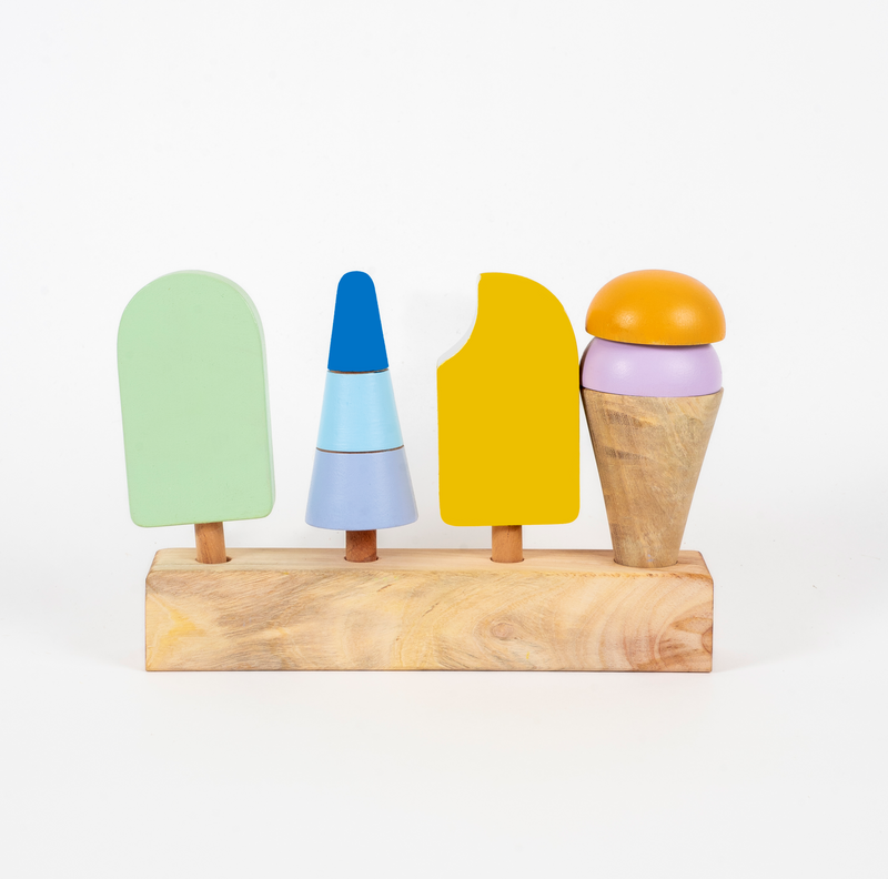 GrapplerTodd- Wooden Icecream Stacking Toy | Stacking Toys for Kids | Multicolour | 2 Years+