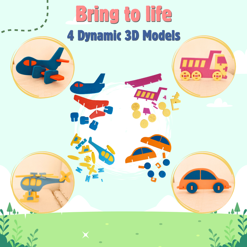JoGenii I Can Be a Transport Engineer – 3D Foam Model Kit – Educational Miniature Models Kit with Knowledge Book, Indoor games toys gift for 3 4 5 6 7-8 8-10 year old girl or boy, unique engaging puzzles