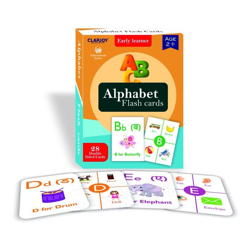 Clapjoy Double Sided Flash Cards for Kids (Z4-Alphabet,Sea Creature,Vehicles & Flowers)