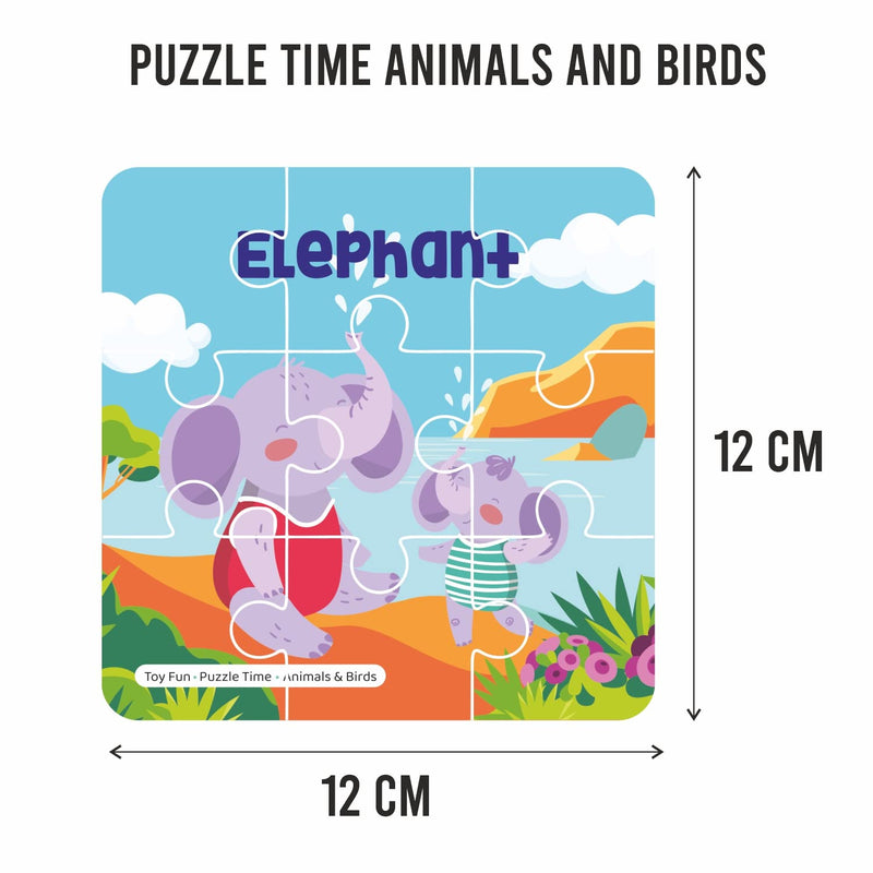 Puzzle Time Animals and Birds for Kids 4 Years+ | 12 Jigsaw Puzzle with Sand Timer and Pouch | 108 Pieces | Educational Puzzle Game for Fun and challegne | Improves Focus and Speed