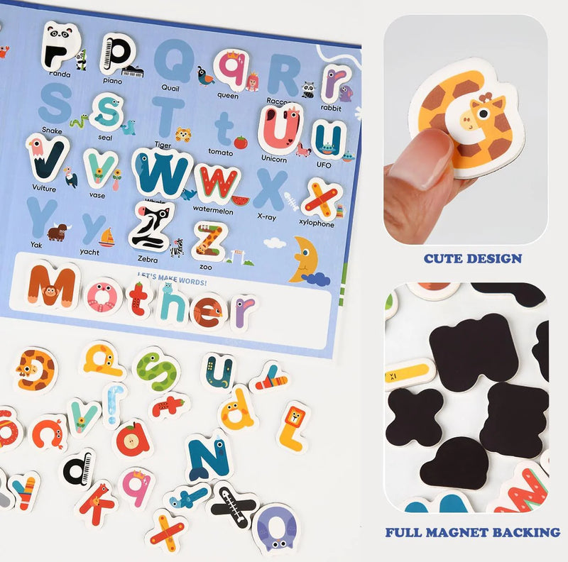 Magnetic Alphabet Letters Set – 78 PCS Animal-Themed Upper & Lowercase for Kids