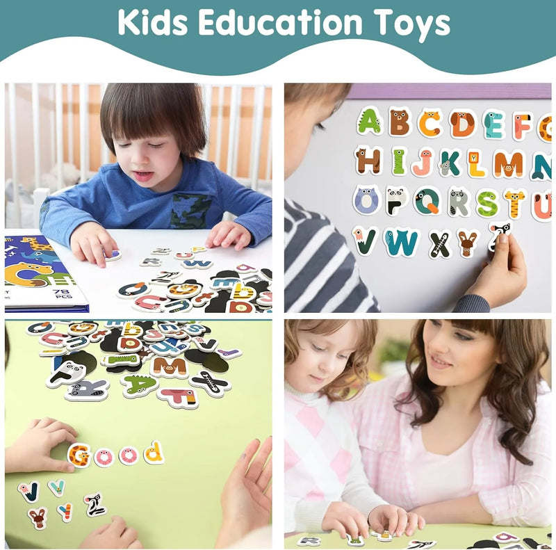 Magnetic Alphabet Letters Set – 78 PCS Animal-Themed Upper & Lowercase for Kids