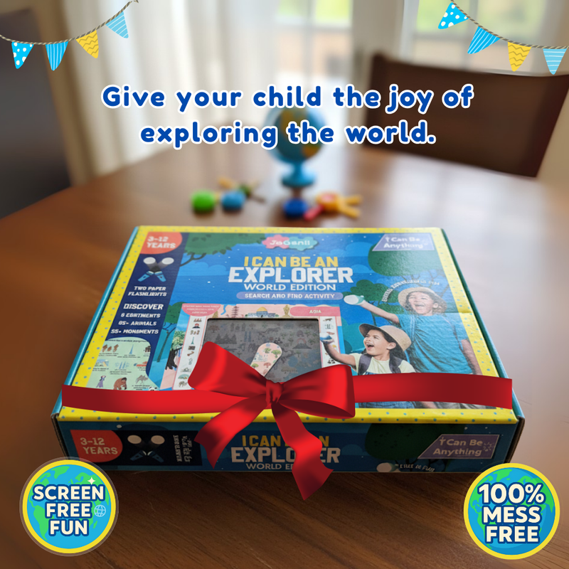 JoGenii I Can Be an Explorer – Seek & Find Activity Kit (Age 4 to 99 Years) ,Fun & Educational Geography Game | No-Mess | STEM Learning | BIS Certified | Screen-Free Play