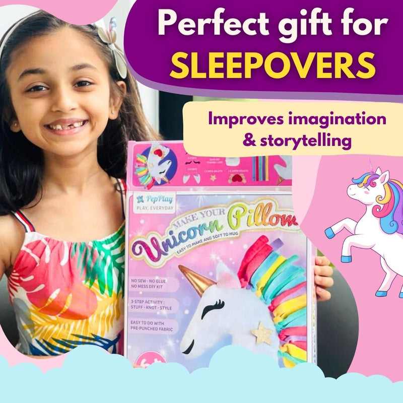 PepPlay Unicorn Pillow DIY kit Art & Craft Activity Kit for Kids | (43Pieces)