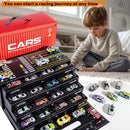 48pc Pull-Back Mini Racing Cars with Container for Kids - Inbuilt Race track