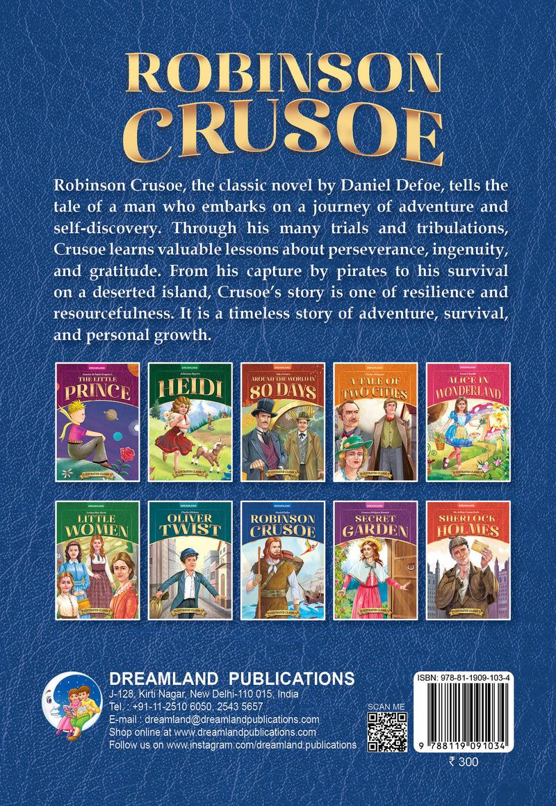 Robinson Crusoe-  Illustrated Abridged Classics for Children with Practice Questions