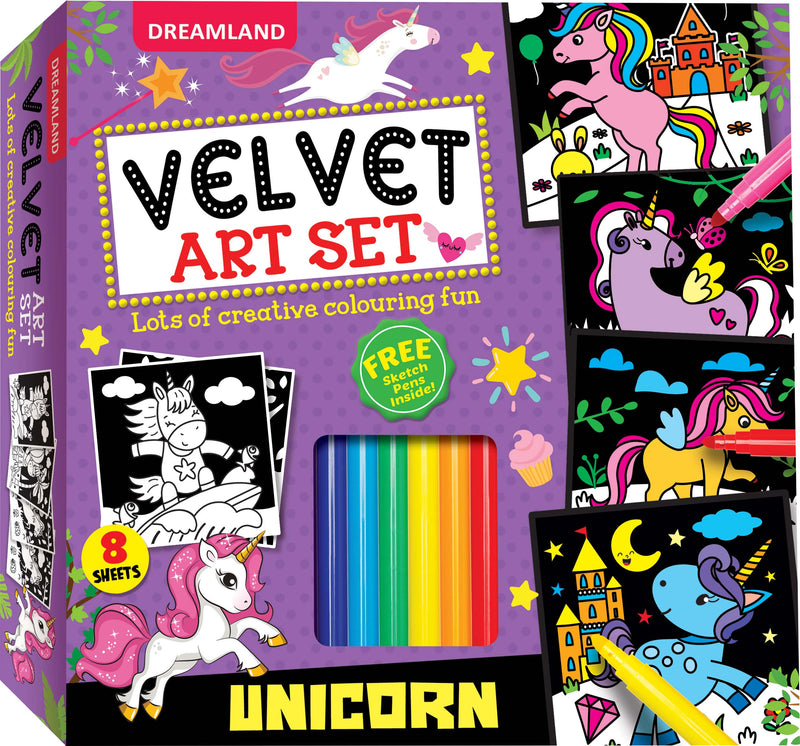 Unicorn - Velvet Art Set With 10 Free Sketch Pens