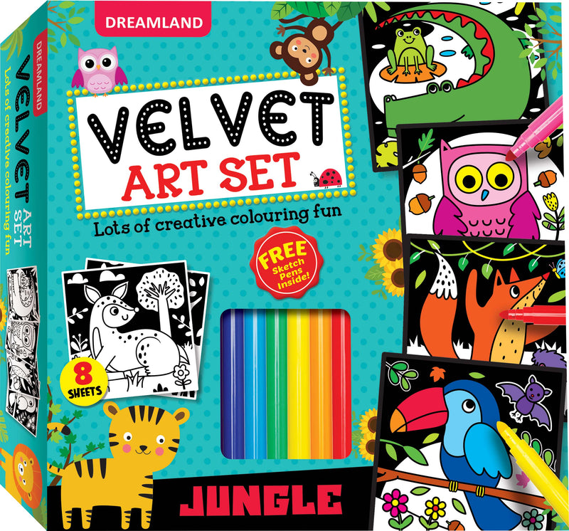 Jungle - Velvet Art Set With 10 Free Sketch Pens