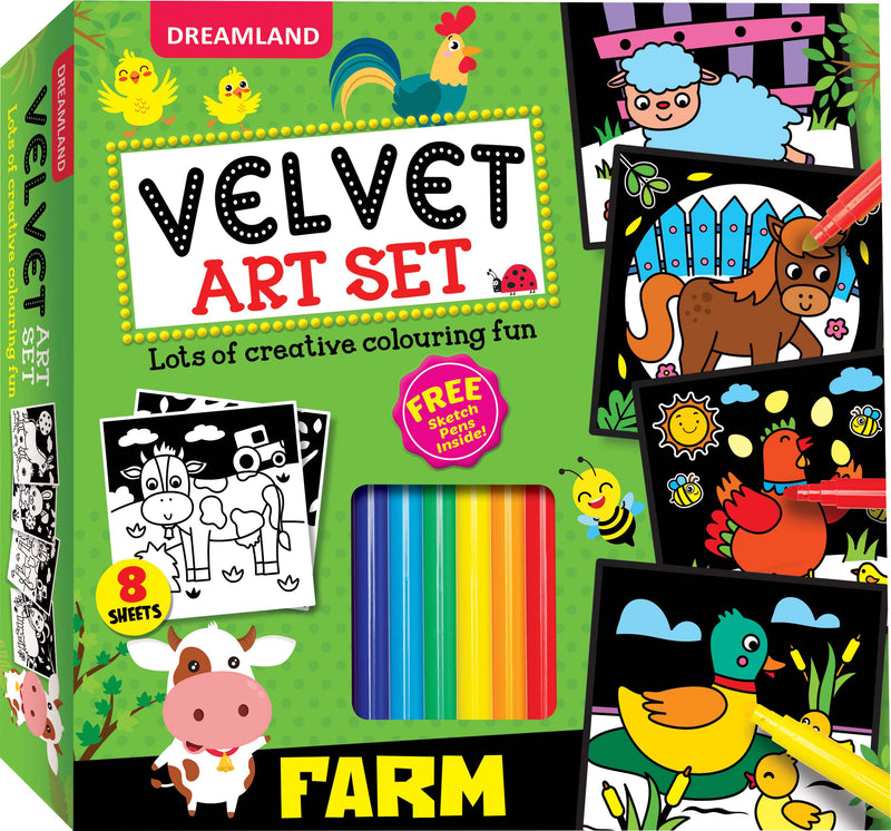 Farm - Velvet Art Set With 10 Free Sketch Pens
