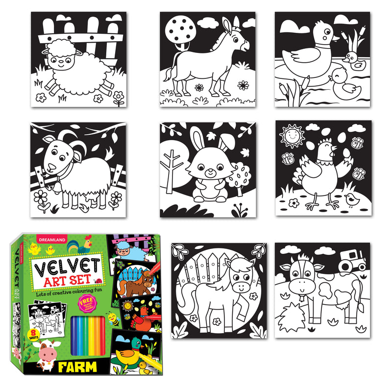 Farm - Velvet Art Set With 10 Free Sketch Pens