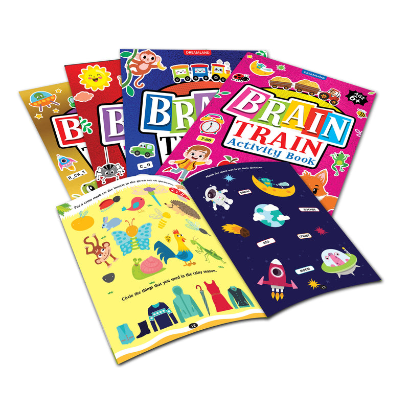 Brain Train Activity Book for Kids Age 6+ - With Colouring Pages, Mazes, Puzzles and Word searches Activities