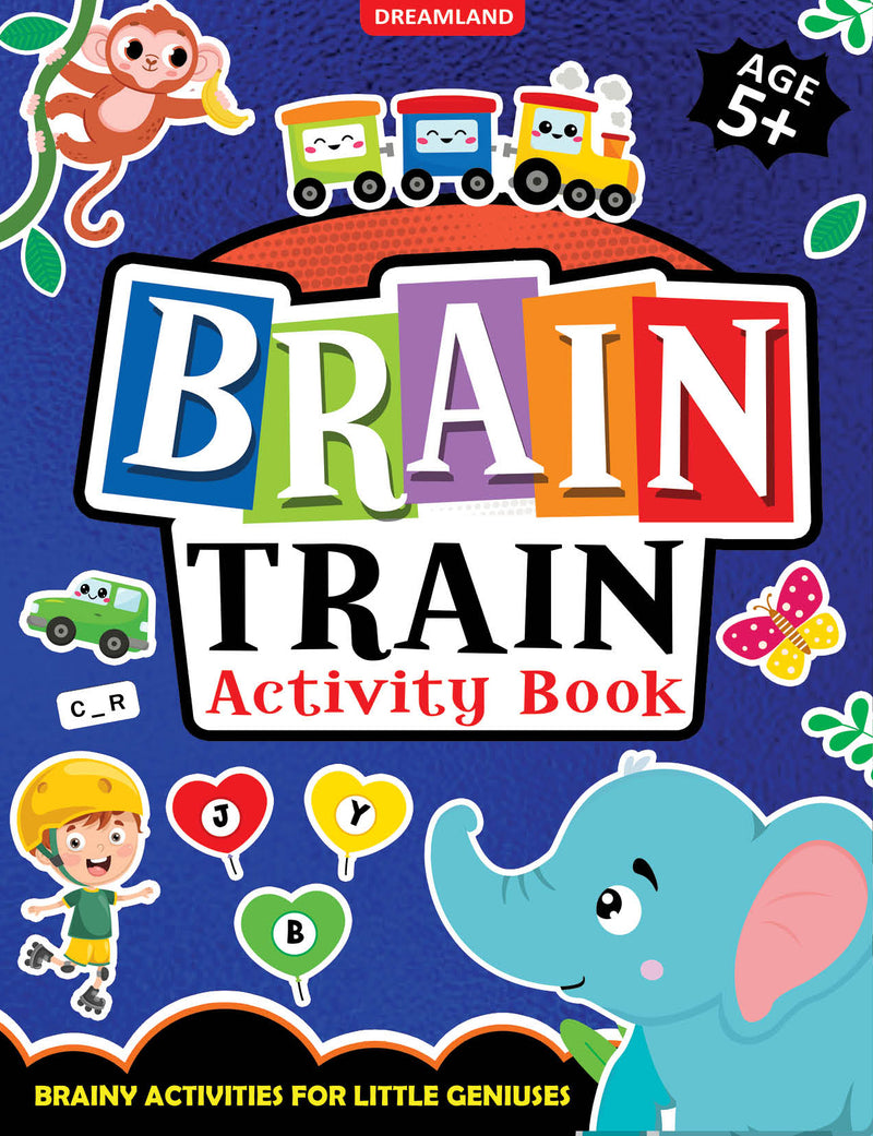 Brain Train Activity Book for Kids Age 5+ - With Colouring Pages, Mazes, Puzzles and Word searches Activities
