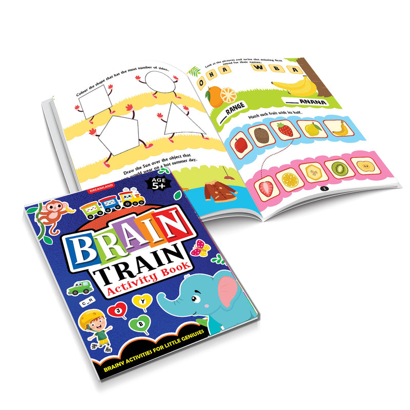 Brain Train Activity Book for Kids Age 5+ - With Colouring Pages, Mazes, Puzzles and Word searches Activities