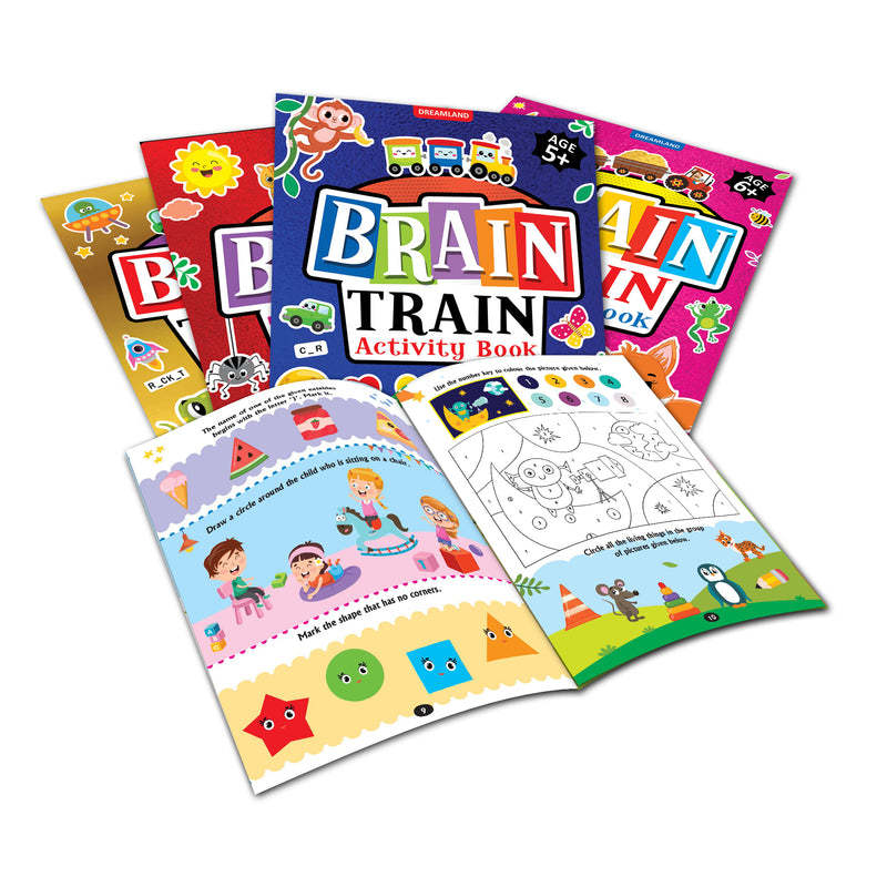 Brain Train Activity Book for Kids Age 5+ - With Colouring Pages, Mazes, Puzzles and Word searches Activities