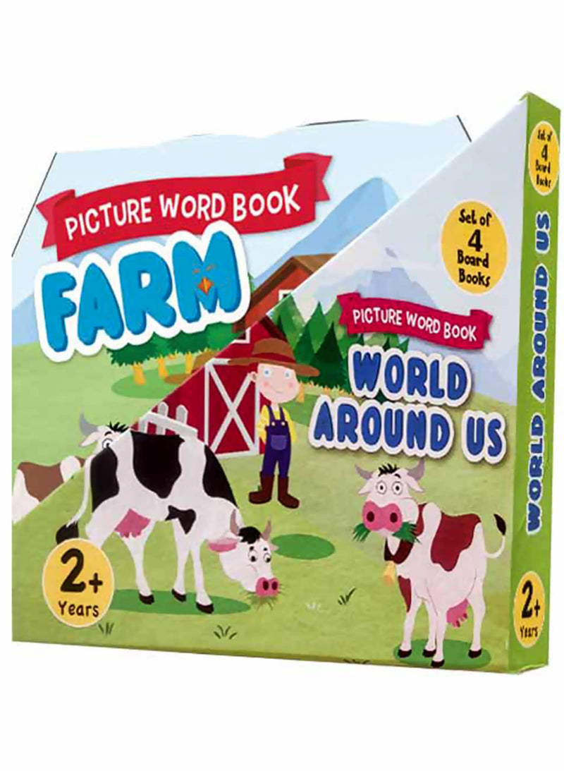 Set of 4 World Around Us Picture Word Board Books