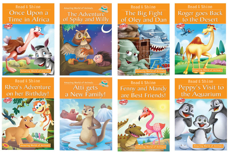 Set of 8 Self Reading Amazing Animal Story Books for Children