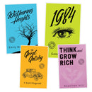 Pack of 4 Classic Novel Book for Adult - Wuthering Heights, Great Gatsby, 1984, Think & Grow Rich