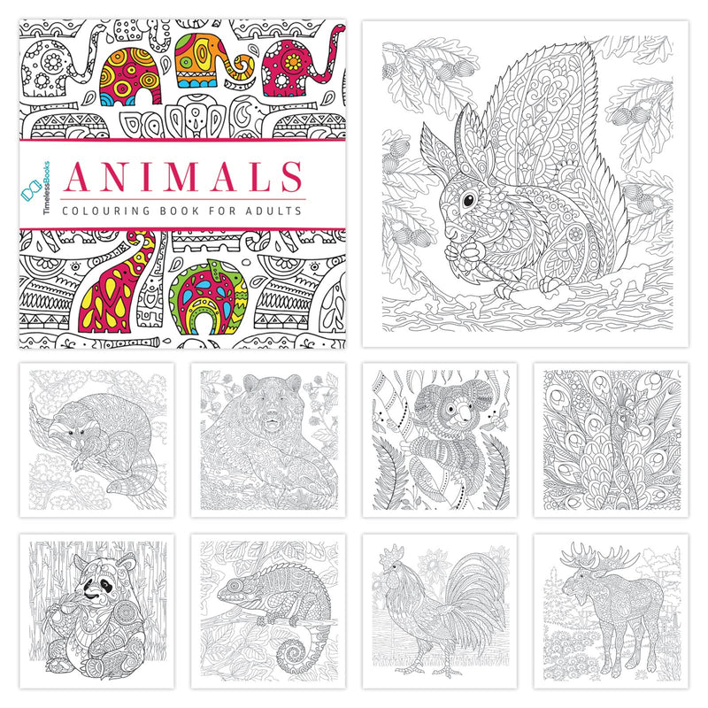 Pack of 2 Colouring Books for Adult with Tear Out Sheet - Animal and Nature