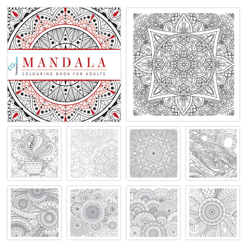 Pack of 4 Colouring Books for Adult with Tear Out Sheet - Animals, Nature, Mandala and Travel