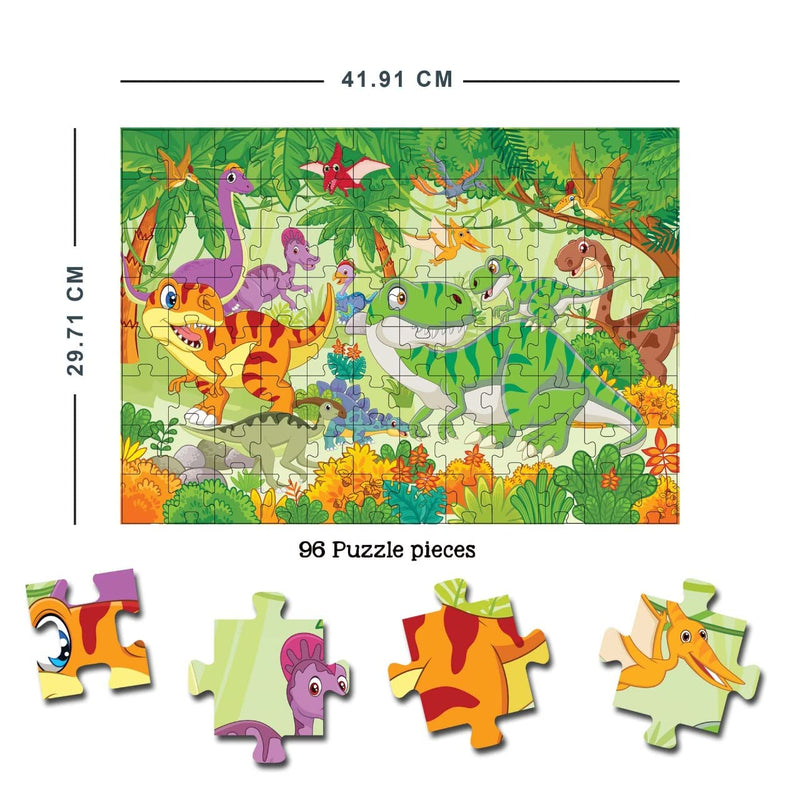 Dinosaurs World Jigsaw Puzzle for Kids – 96 Pcs | With Colouring & Activity Book and 3D Model| Kid Book