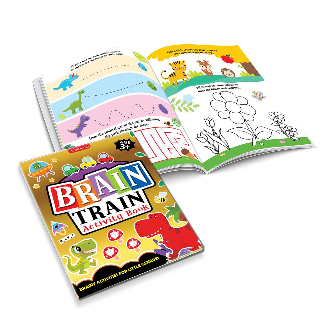 Brain Train Activity Book for Kids Age 3+ - With Colouring Pages, Maze
