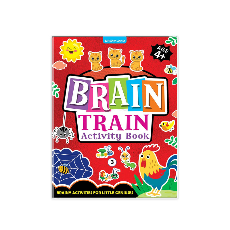 Brain Train Activity Book for Kids Age 4+ - With Colouring Pages, Mazes, Puzzles and Word searches Activities