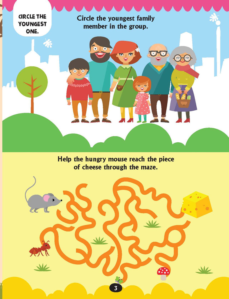 Brain Train Activity Book for Kids Age 4+ - With Colouring Pages, Mazes, Puzzles and Word searches Activities