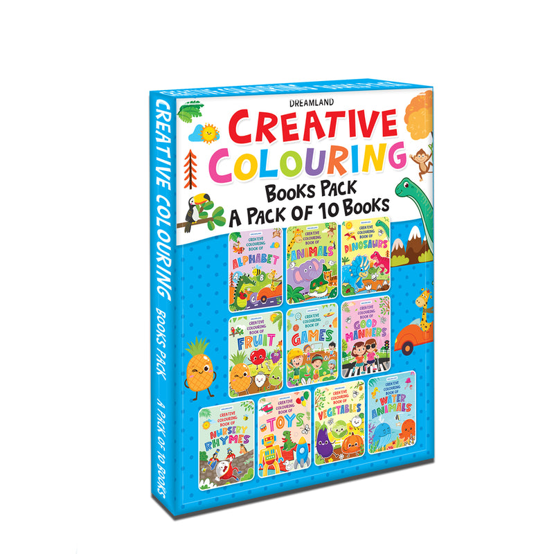 Creative Colouring book - 10 titles (Pack) : Drawing, Painting & Colouring Children Book By Dreamland Publications