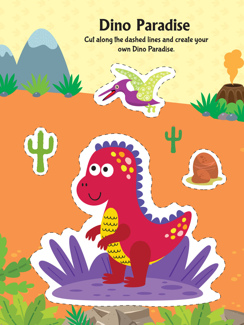 Daring Dino Scissors Skills Activity Book for Kids Age 4 - 7 years | With Child- Safe Scissors, Games and Mask