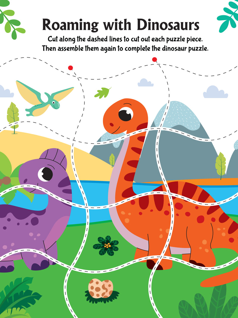 Daring Dino Scissors Skills Activity Book for Kids Age 4 - 7 years | With Child- Safe Scissors, Games and Mask