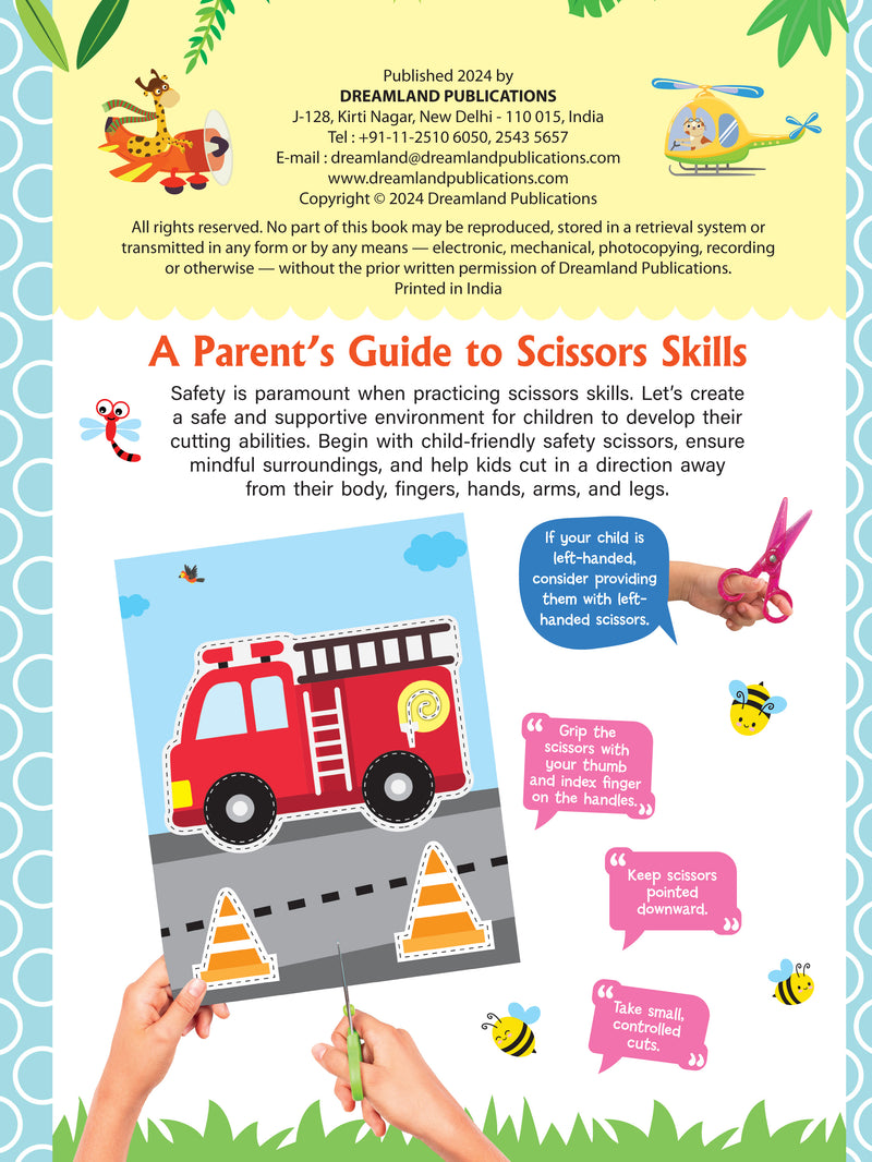 Ultimate Vehicles Scissors Skills Activity Book for Kids Age 4 - 7 years | With Child- Safe Scissors, Games and Mask