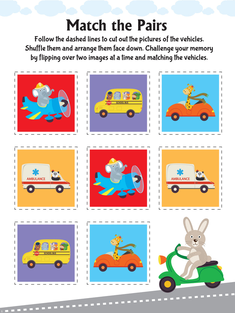 Ultimate Vehicles Scissors Skills Activity Book for Kids Age 4 - 7 years | With Child- Safe Scissors, Games and Mask