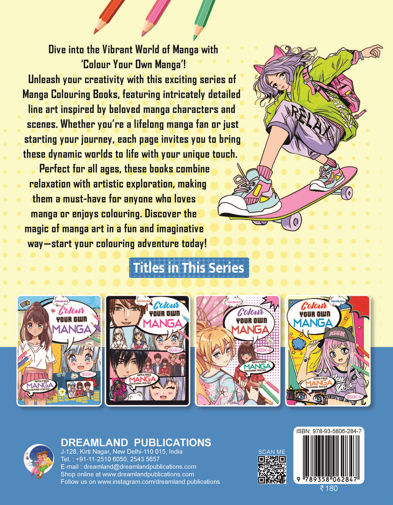Colour Your Own Manga Book 4  With Free Manga Colouring Poster Age 4+