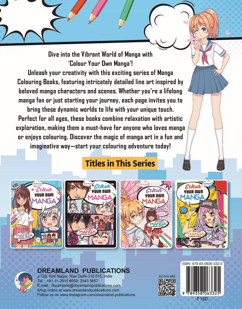 Colour Your Own Manga Book 1  With Free Manga Colouring Poster Age 4+