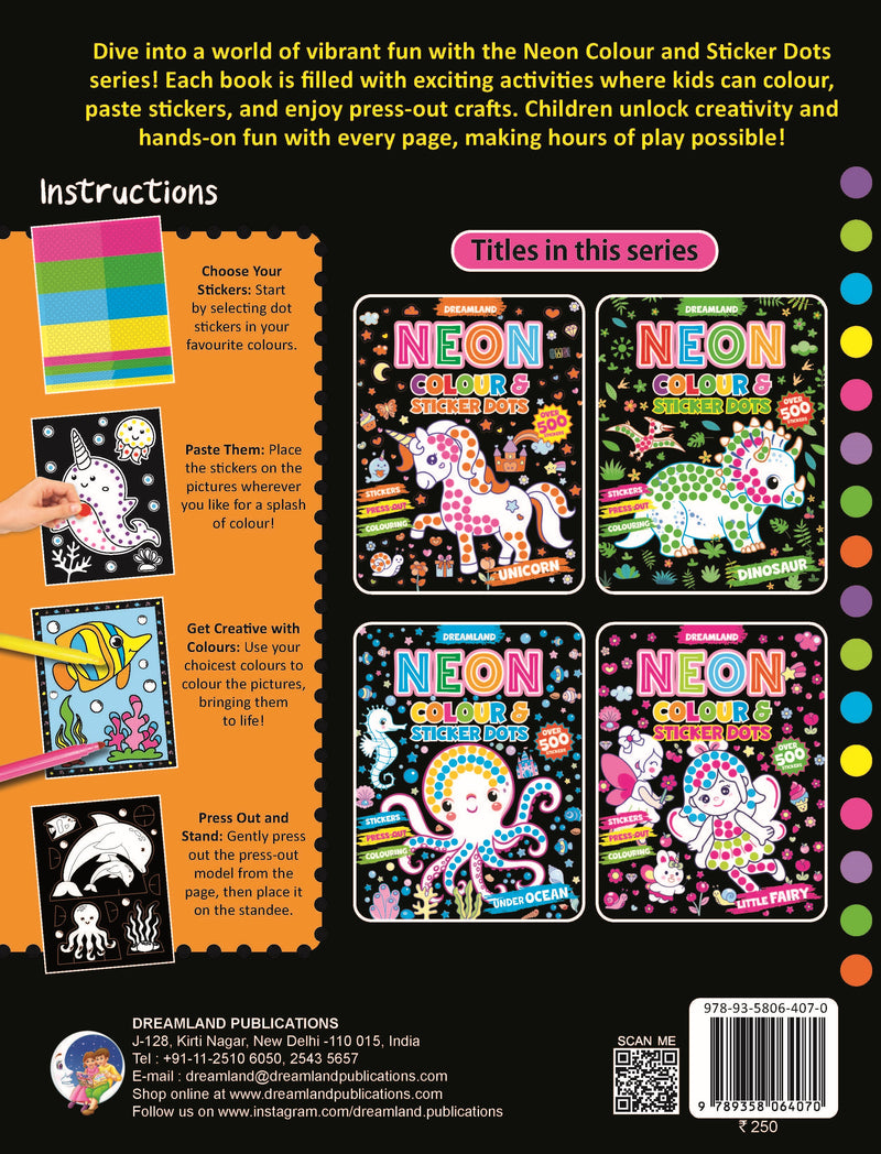 Under Ocean Neon Colour and Sticker Dots Book  Over 500 Stickers