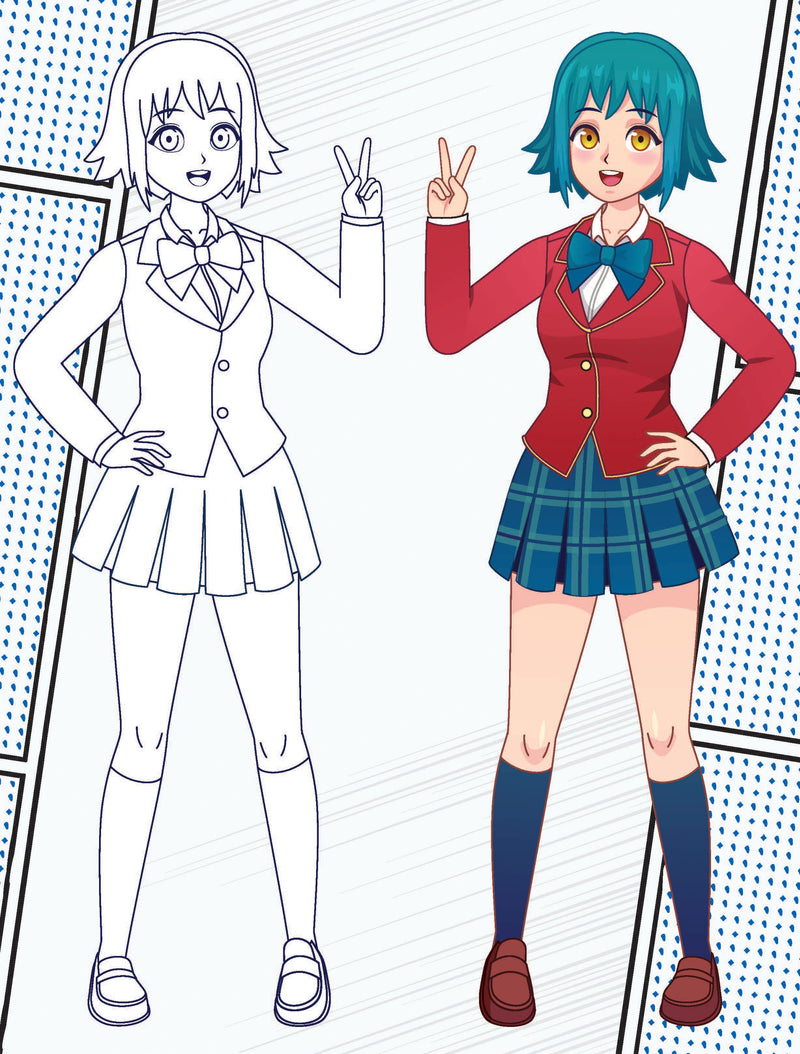 Colour Your Own Manga Book 2  With Free Manga Colouring Poster Age 4+