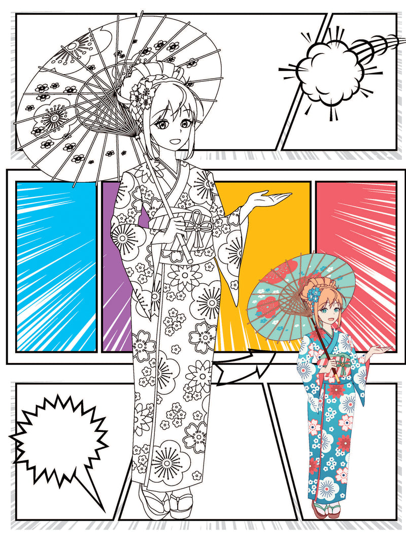 Colour Your Own Manga Book 2  With Free Manga Colouring Poster Age 4+