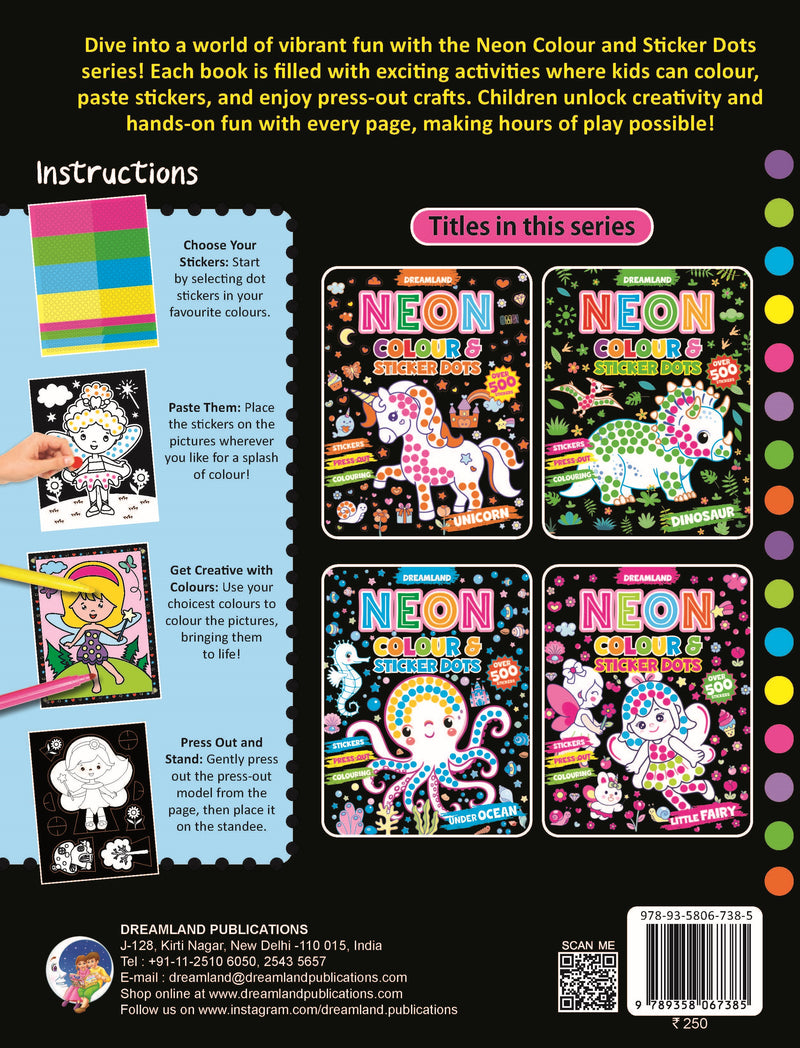 Little Fairy Neon Colour and Sticker Dots Book  Over 500 Stickers