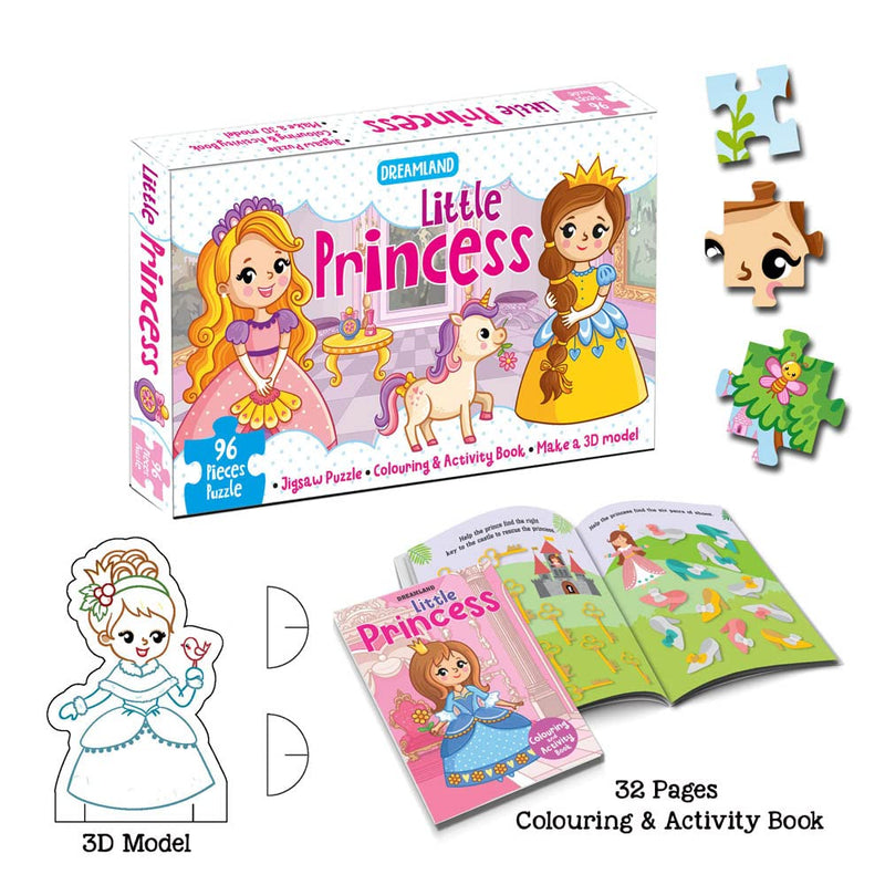 Little Princess Jigsaw Puzzle for Kids – 96 Pcs | With Colouring & Activity Book and 3D Model  Children Book, Kid Book