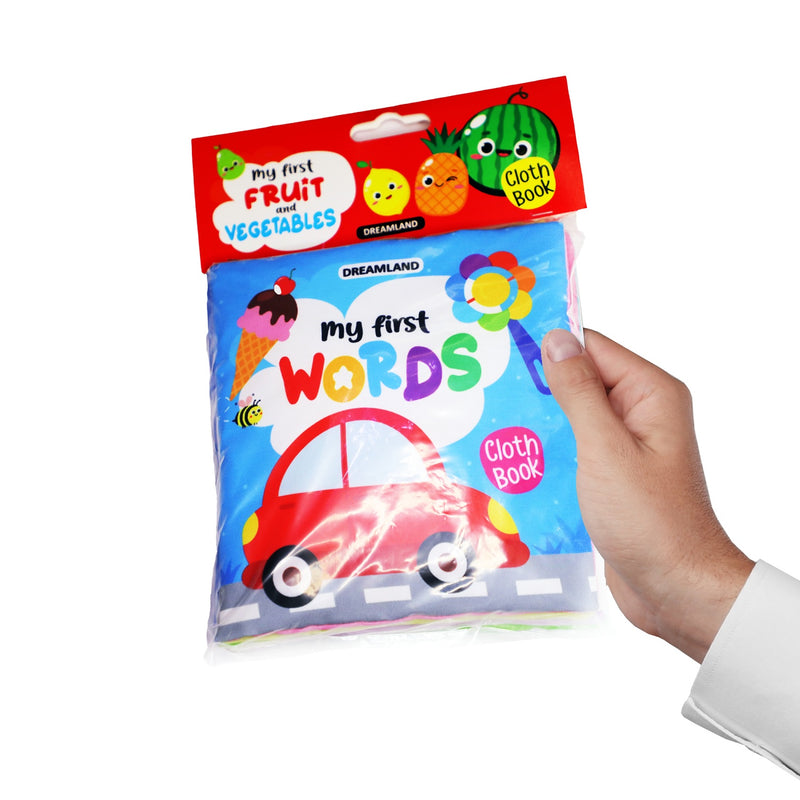 Baby My First Cloth Book First Words with Squeaker and Crinkle Paper, Non-Toxic Early Educational Toy for Toddler, Infants  : Children Cloth Books Book By Dreamland