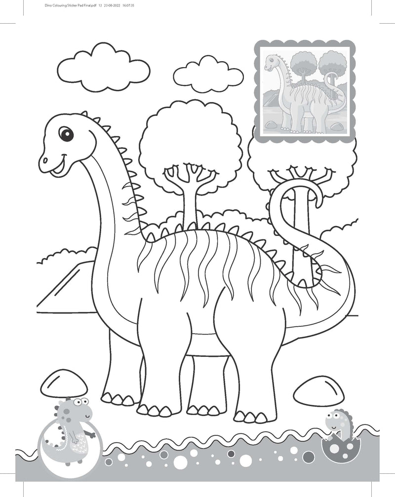 Dinosaurs- It's Colour time with Stickers : Children Drawing, Painting & Colouring Book By Dreamland