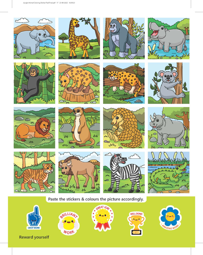 Jungle- It's Colour time with Stickers : Children Drawing, Painting & Colouring Book By Dreamland