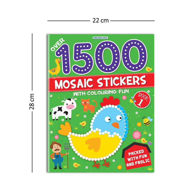 1500 Mosaic Stickers Book 1 with Colouring Fun  - Sticker Book for Kids Age 4 - 8 years