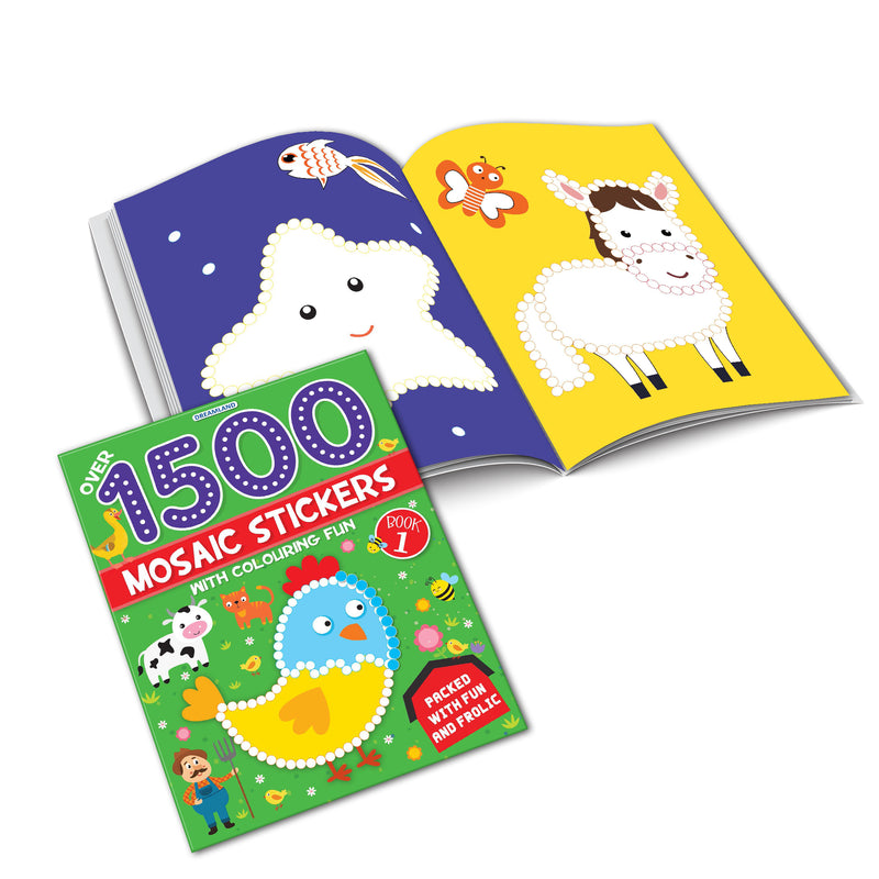 1500 Mosaic Stickers Book 1 with Colouring Fun  - Sticker Book for Kids Age 4 - 8 years