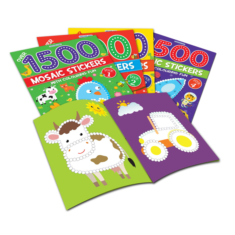 1500 Mosaic Stickers Book 1 with Colouring Fun  - Sticker Book for Kids Age 4 - 8 years